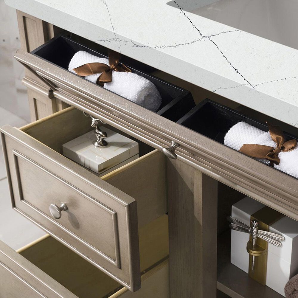 James Martin Vanities Bristol 36&quot; Single Bathroom Vanity in Whitewashed Walnut with 3 cm Ethereal Noctis Quartz Top and Rectangular Sink, , large
