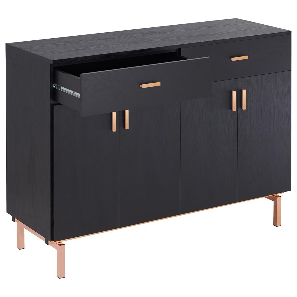 Furniture of America Lester Buffet Table in Black and Rose Gold, , large