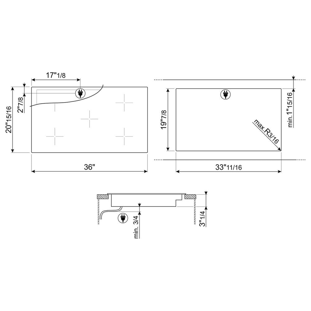 SMEG 36" Ceramic Electric Cooktop in Black, , large