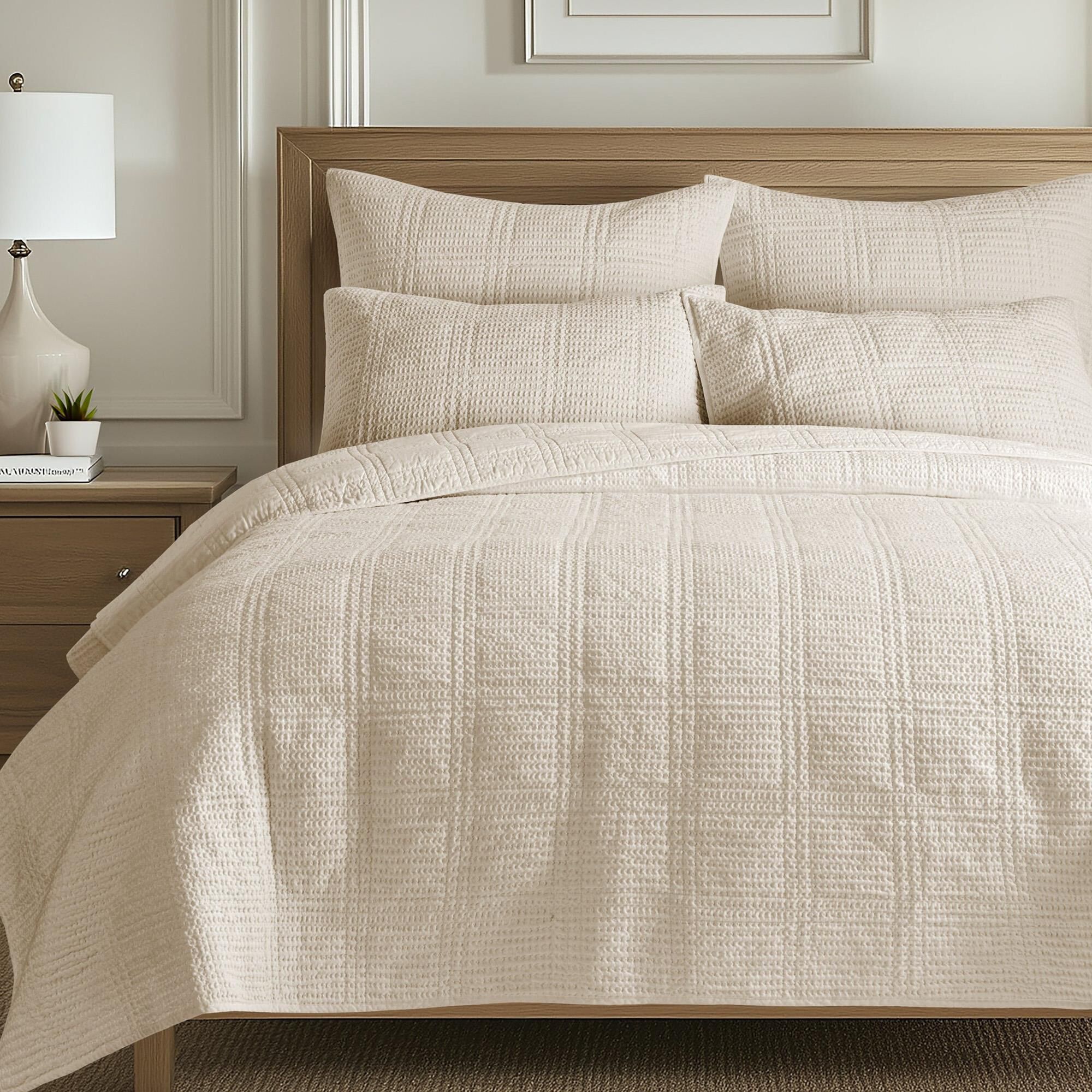 Levtex Cloud Waffle 3-Piece Full/Queen Quilt Set in Undyed Cream