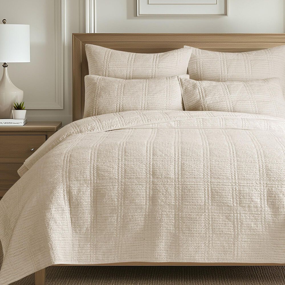 Levtex Cloud Waffle 3-Piece Full/Queen Quilt Set in Undyed Cream, , large
