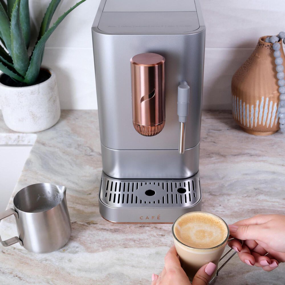 Cafe 40.5 Oz Affetto Espresso Machine + Frother in Stainless Steel, , large