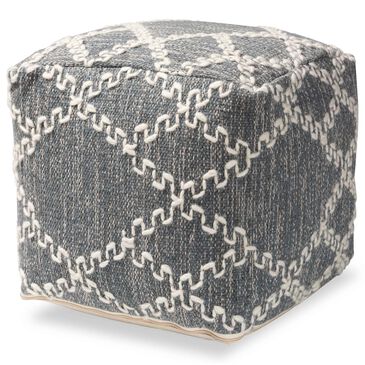 Baxton Studio Geyne Pouf Ottoman in Grey and Ivory, , large