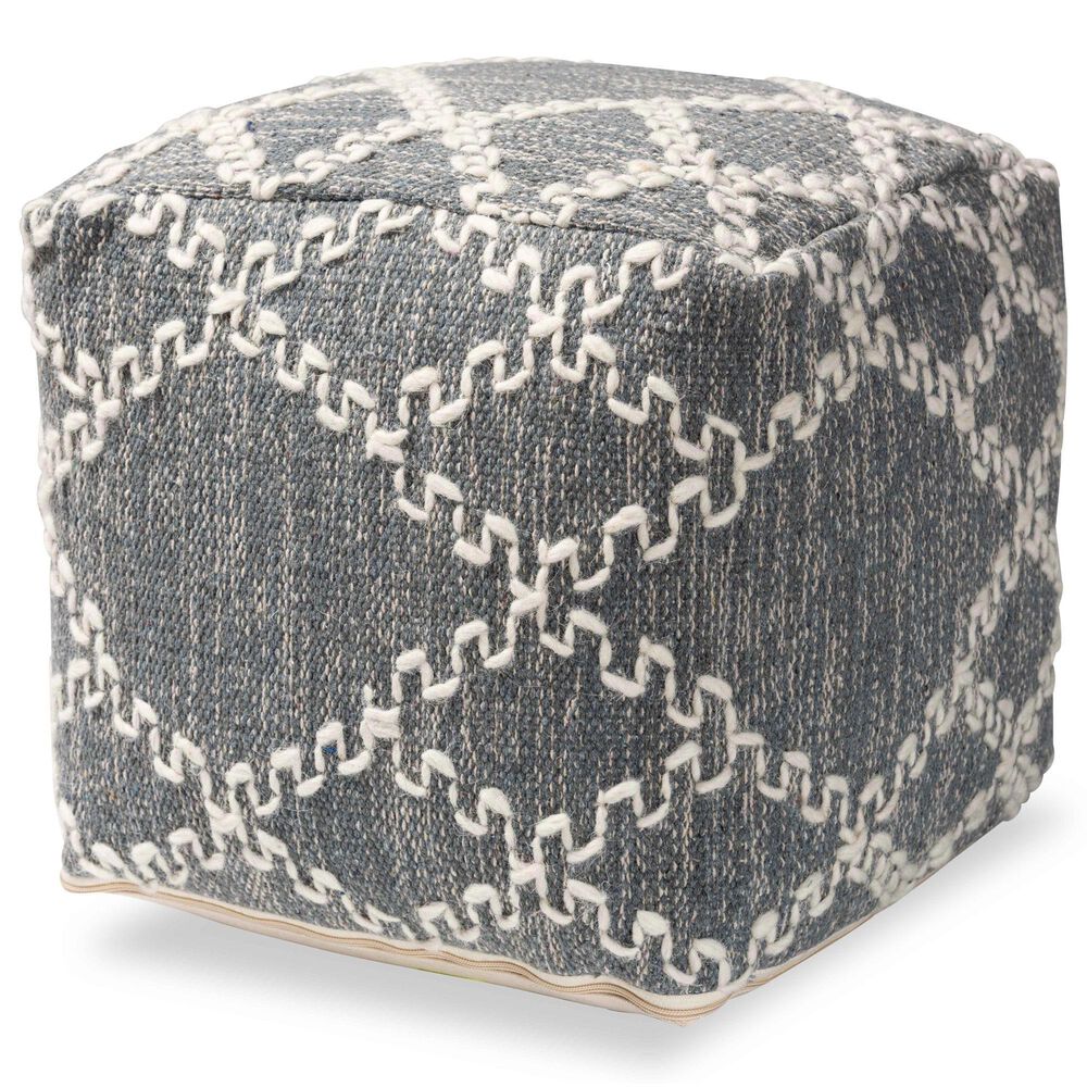 Baxton Studio Geyne Pouf Ottoman in Grey and Ivory, , large