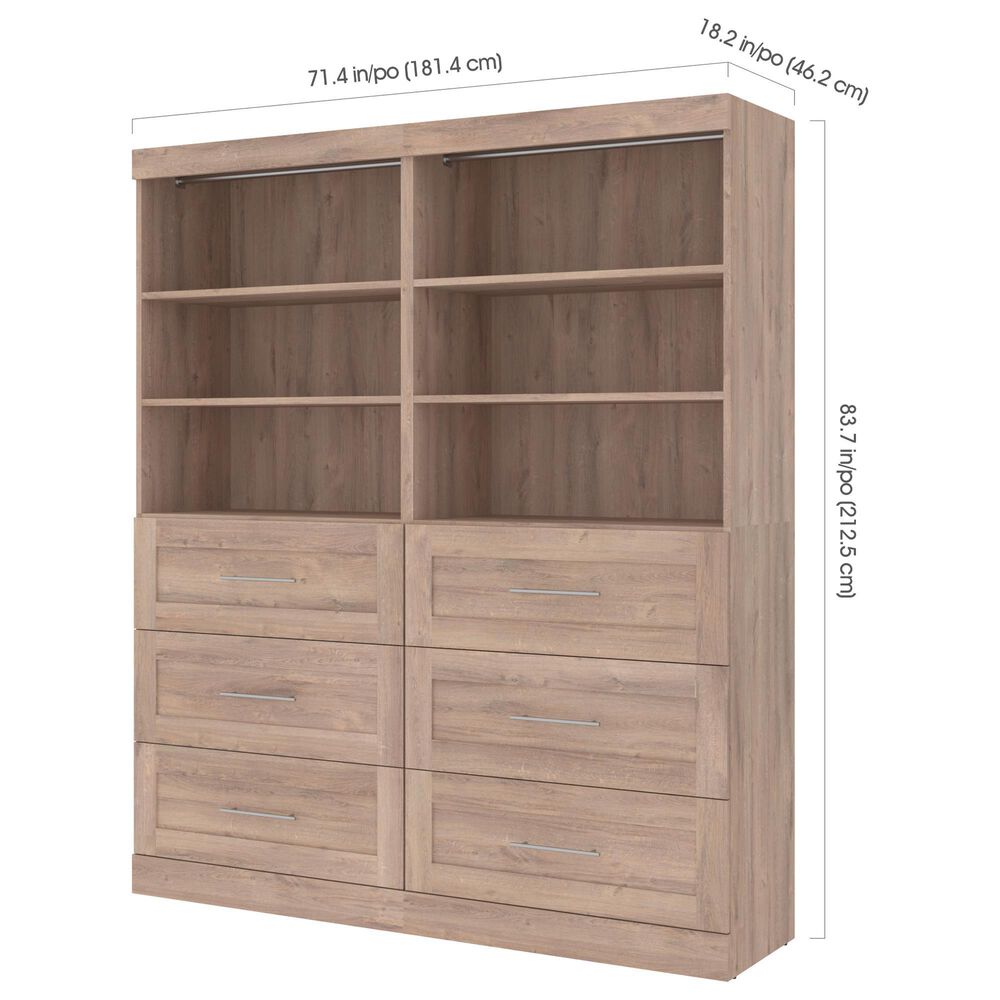 Bestar Pur 72&quot; Closet Organizer in Rustic Brown, , large