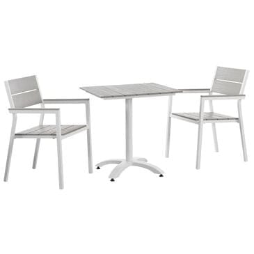 Modway Maine 3-Piece Outdoor Patio Bistro Set in White and Light Gray, , large