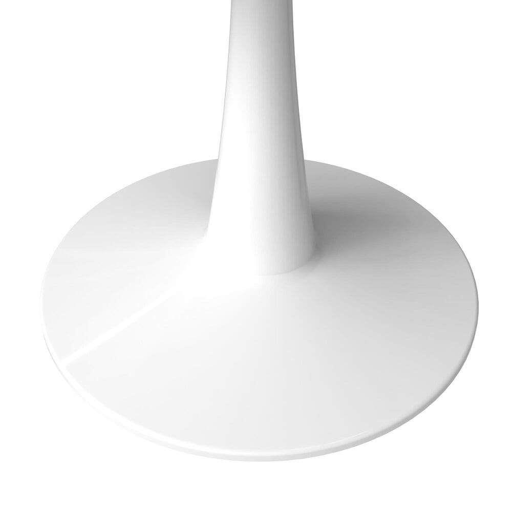 Leisuremod Leisuremod Bristol 40 round dining table White base with marbled MDF top, , large