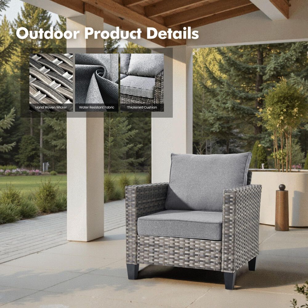 HOMLUX 10-Piece Conversation Patio Set in Dark Gray, , large