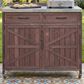 HOMLUX 39" Outdoor Kitchen Island with Stainless Table Top in Dark Brown, , large