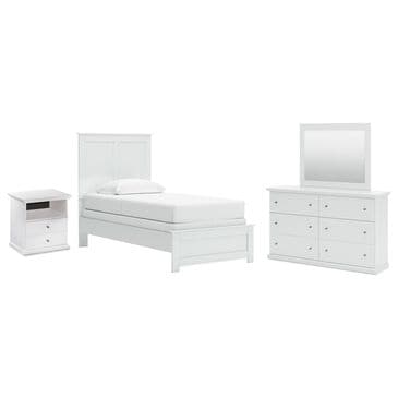 Ashley Bostwick Shoals 4-Piece Twin Panel Bedroom Set in White, , large