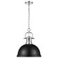 Golden Lighting Duncan 1-Light Pendant with Chain and Matte Black Shade in Chrome, , large