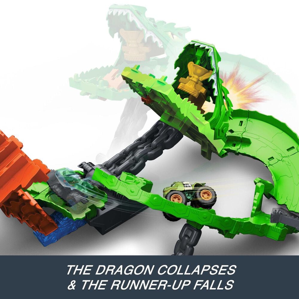 Hot Wheels Monster Trucks Dragon Demolition Track Set in Multicolor, , large