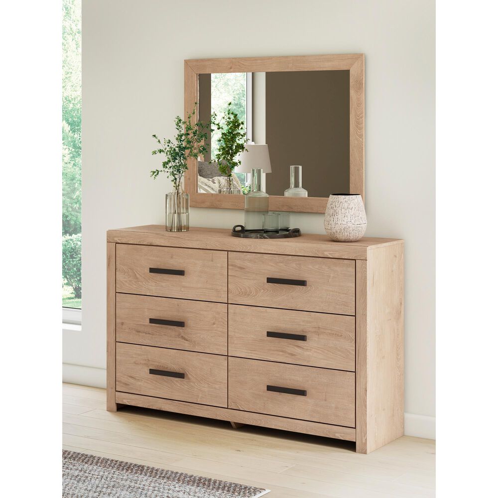 Ashley Sanginlane Dresser Mirror in Light Oak, , large