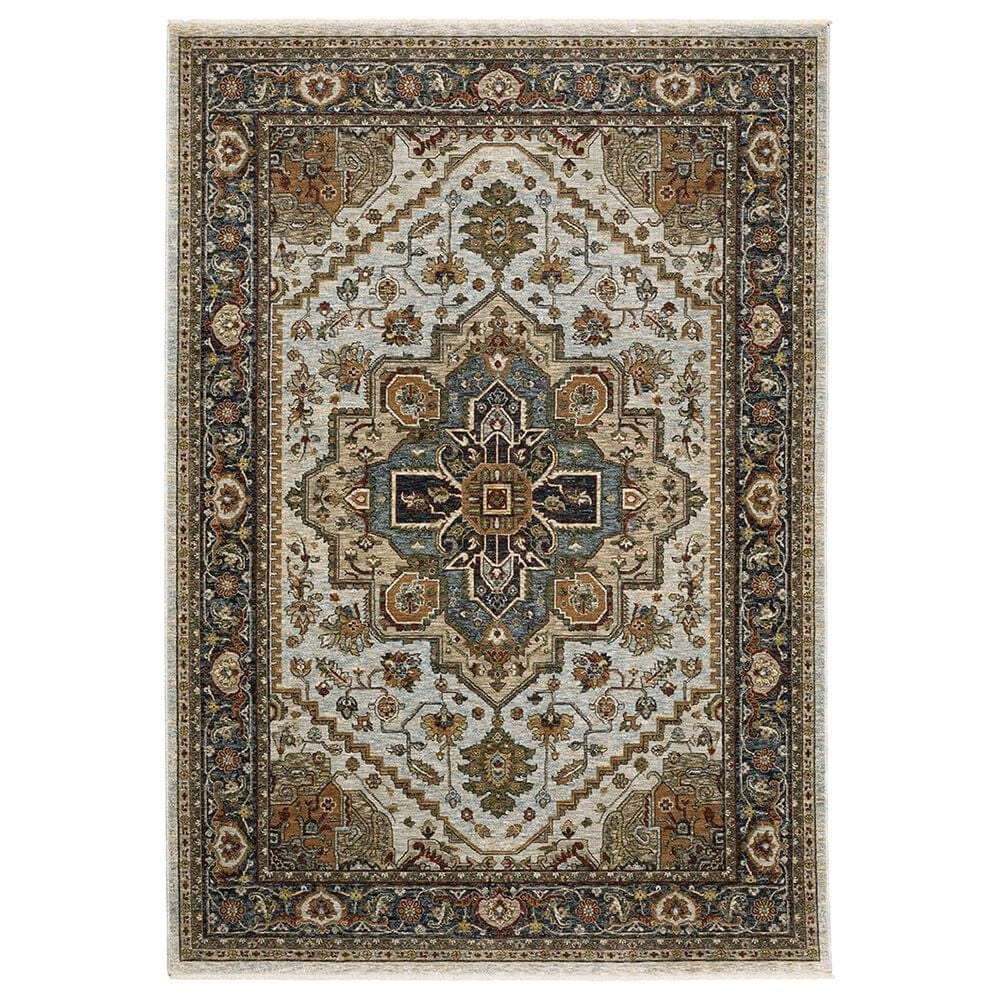 Oriental Weavers Aberdeen Medallion 9"10" x 12"10" Ivory and Blue Area Rug, , large