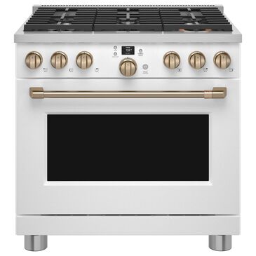 Cafe 5.75 Cu. Ft. Freestanding Dual Fuel Range in Matte White and Brushed Bronze, , large