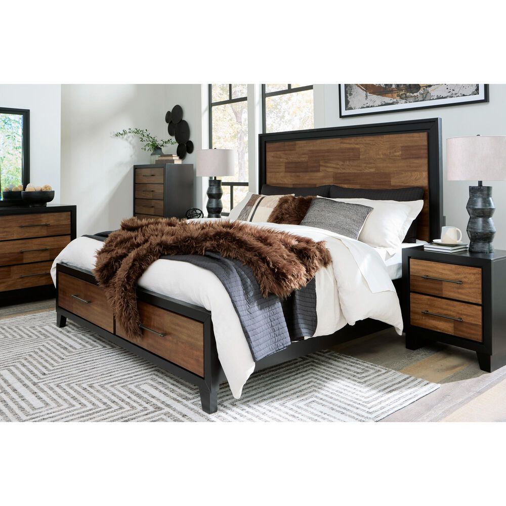 Ashley Kraeburn 2-Drawer Nightstand in Brown and Satin Black, , large