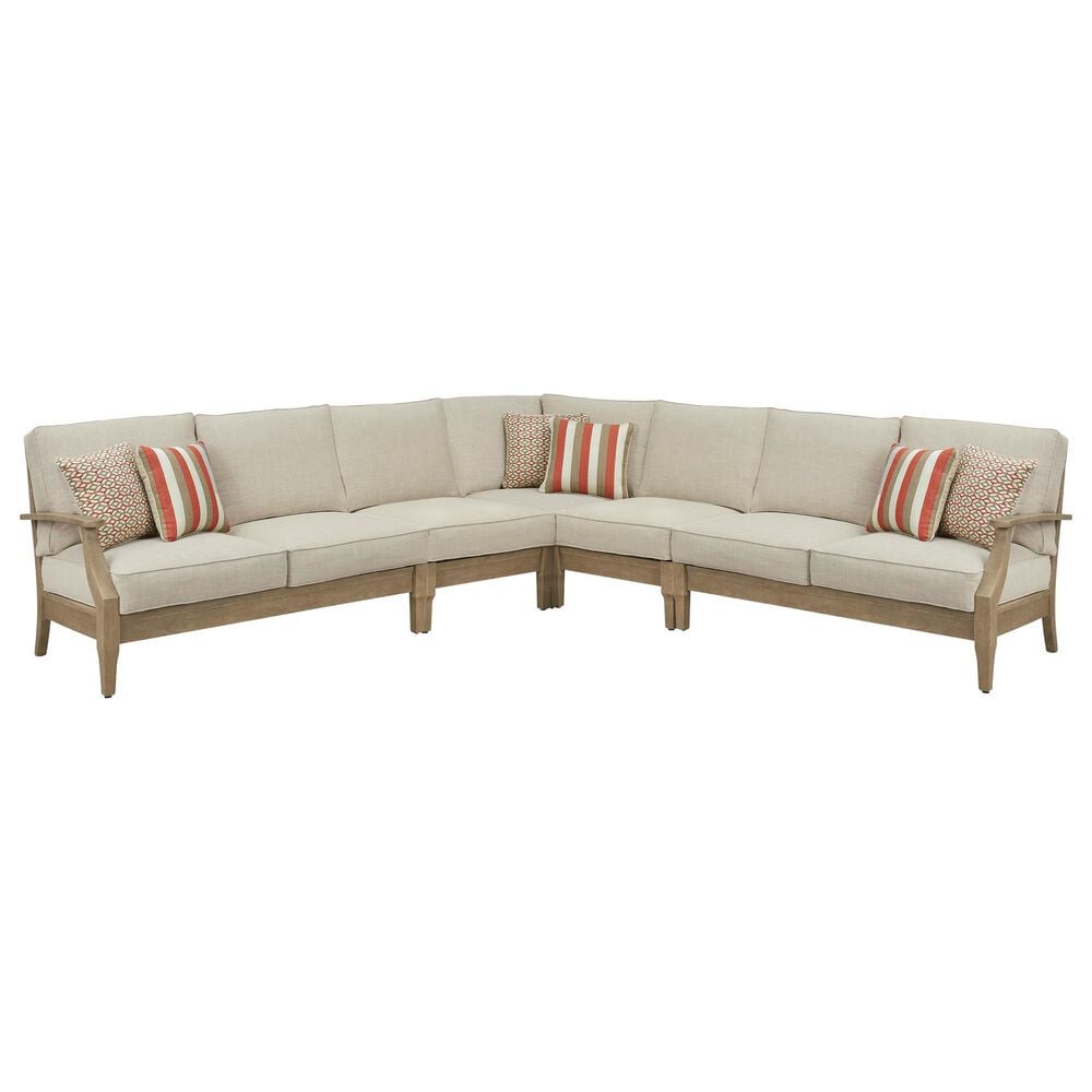 Ashley Clare View 5-Piece Outdoor Sectional in Beige, , large