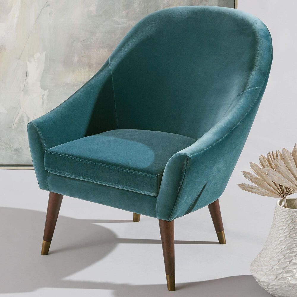 Safavieh Jayana Accent Chair in Dark Teal Velvet, , large