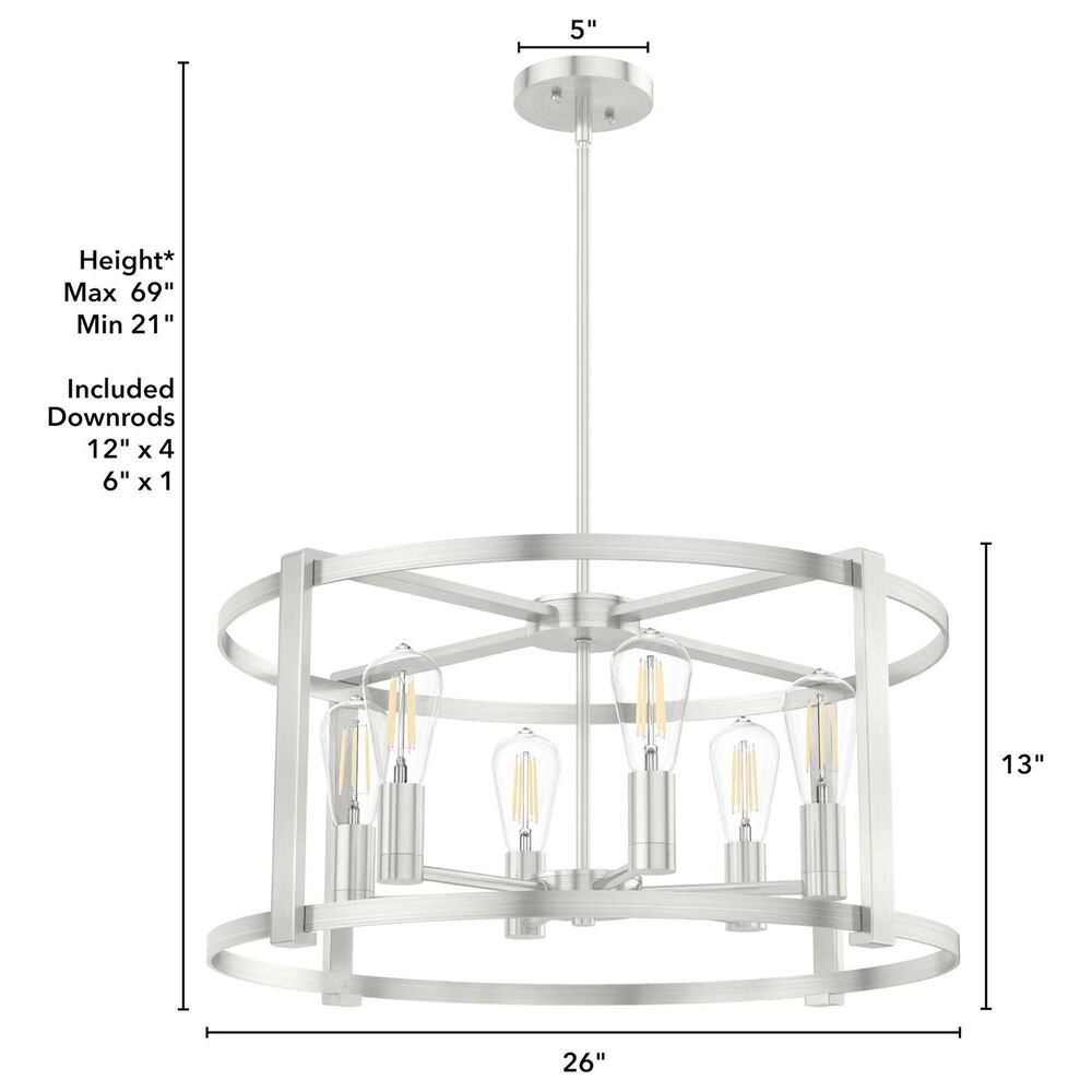 Hunter Astwood 6-Light Chandelier in Brushed Nickel, , large