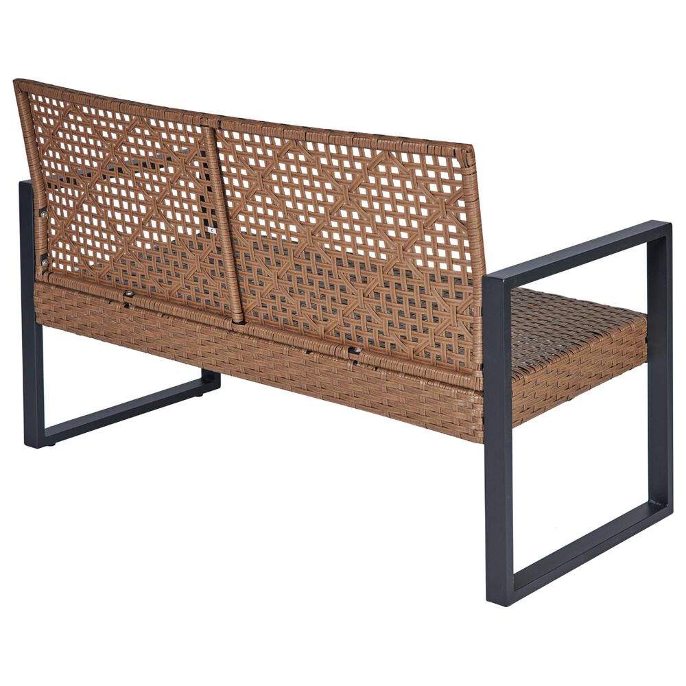 Hearth and Haven 4-Piece Patio Conversation Set with Black Cushion in Light Brown, , large