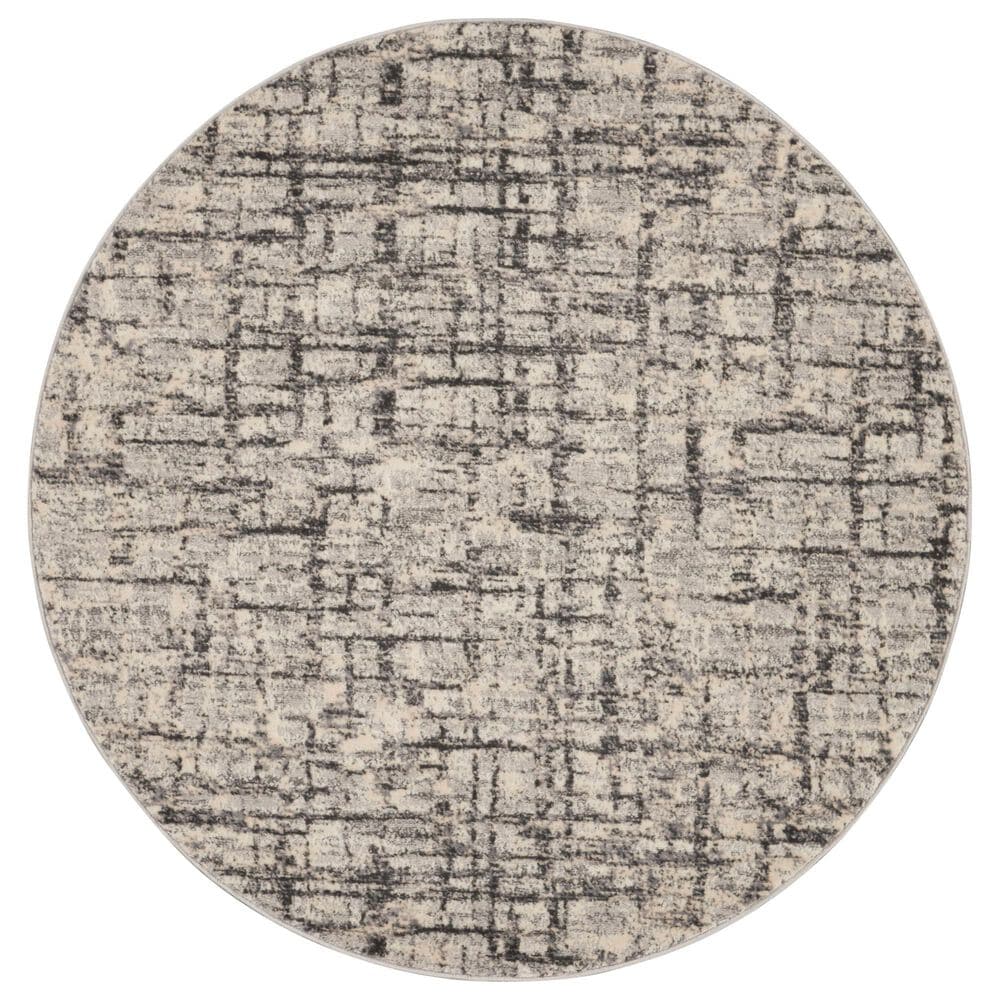 Nourison Rush 4" Round Ivory and Grey Area Rug, , large
