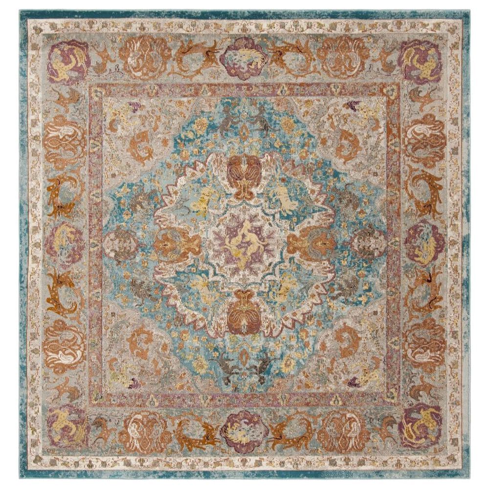 Safavieh Aria 6"6" Square Blue and Orange Area Rug, , large