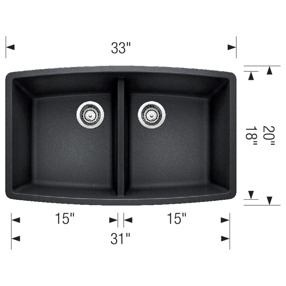 Blanco Performa Equal Double Bowl Kitchen Sink in Volcano Gray, , large