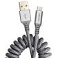 Ventev Chargesync Helix Coiled Usb A To Usb C Cable - Heather Gray, , large