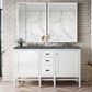 James Martin Vanities Addison 60" Double Bathroom Vanity in Glossy White with 3 cm Parisien Bleu Quartz Top and Rectangular Sinks, , large