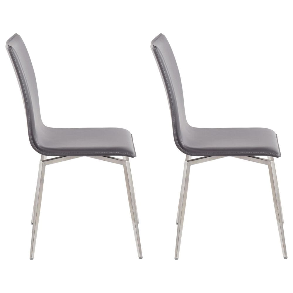 Lumisource Mason Swivel Side Chair with Grey Upholstered in Brushed Stainless Steel (Set of 2), , large