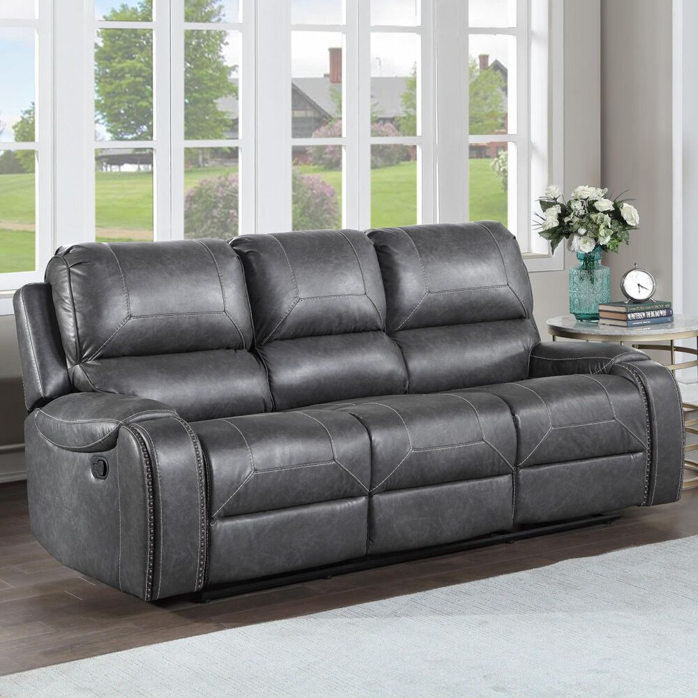 Crystal City Keily Manual Reclining Sofa with Dropdown Table in Dove Grey, , large