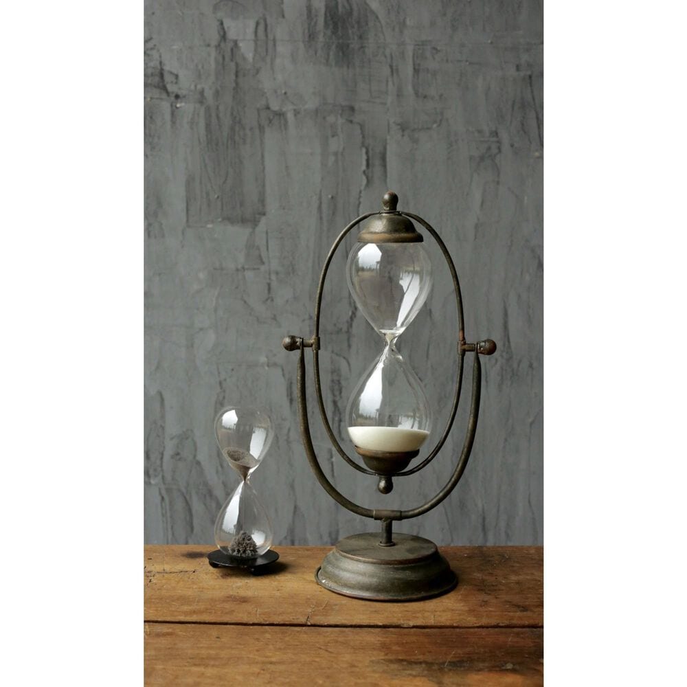 Creative Coop Decorative Metal Hourglass with White Sand in Rust, , large