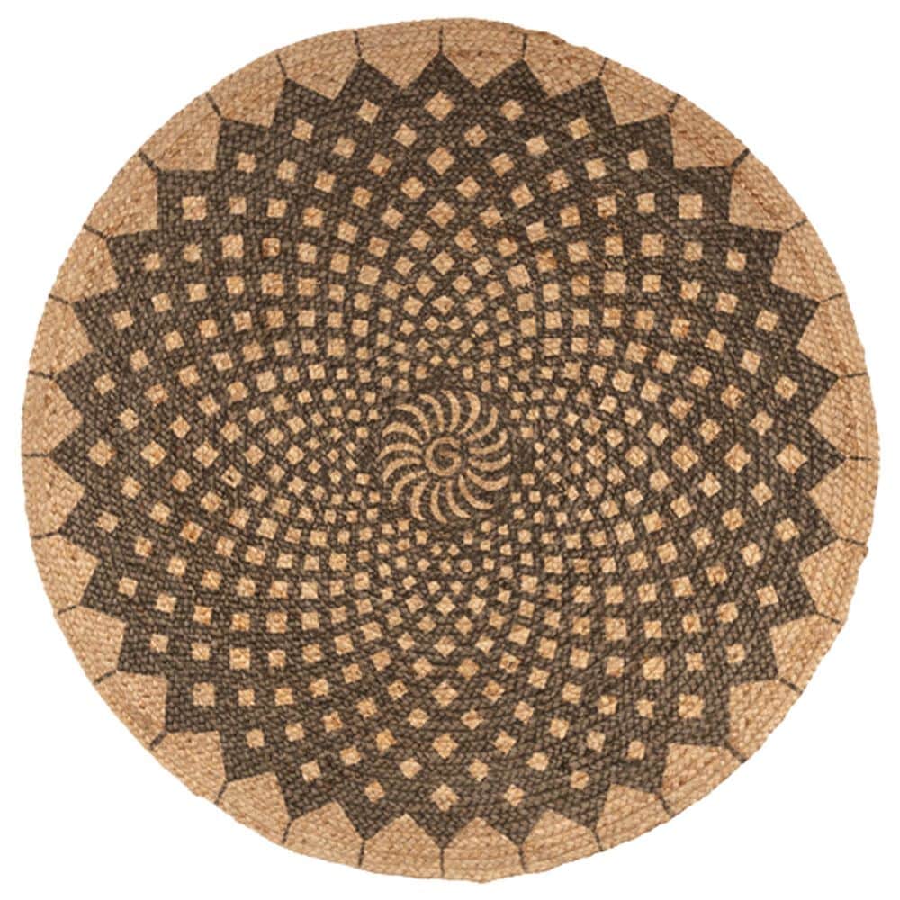 L&R Resources Synergy 6" Round Tan and Gray Area Rug, , large