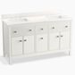 Kohler Malin 60" Double Bathroom Vanity in White with 3 cm White Quartz Top and Rectangular Sinks, , large