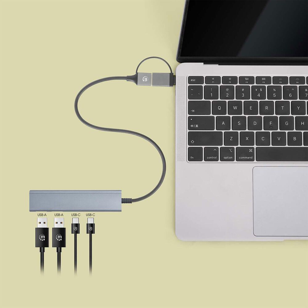 Manhattan 4-Port USB 3.0 Combo Hub in Space Gray, , large