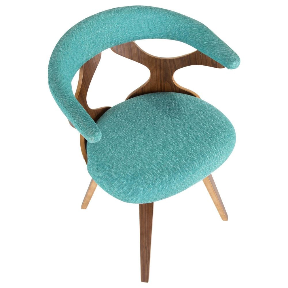 Lumisource Gardenia Swivel Arm Chair with Teal Upholstered in Walnut, , large