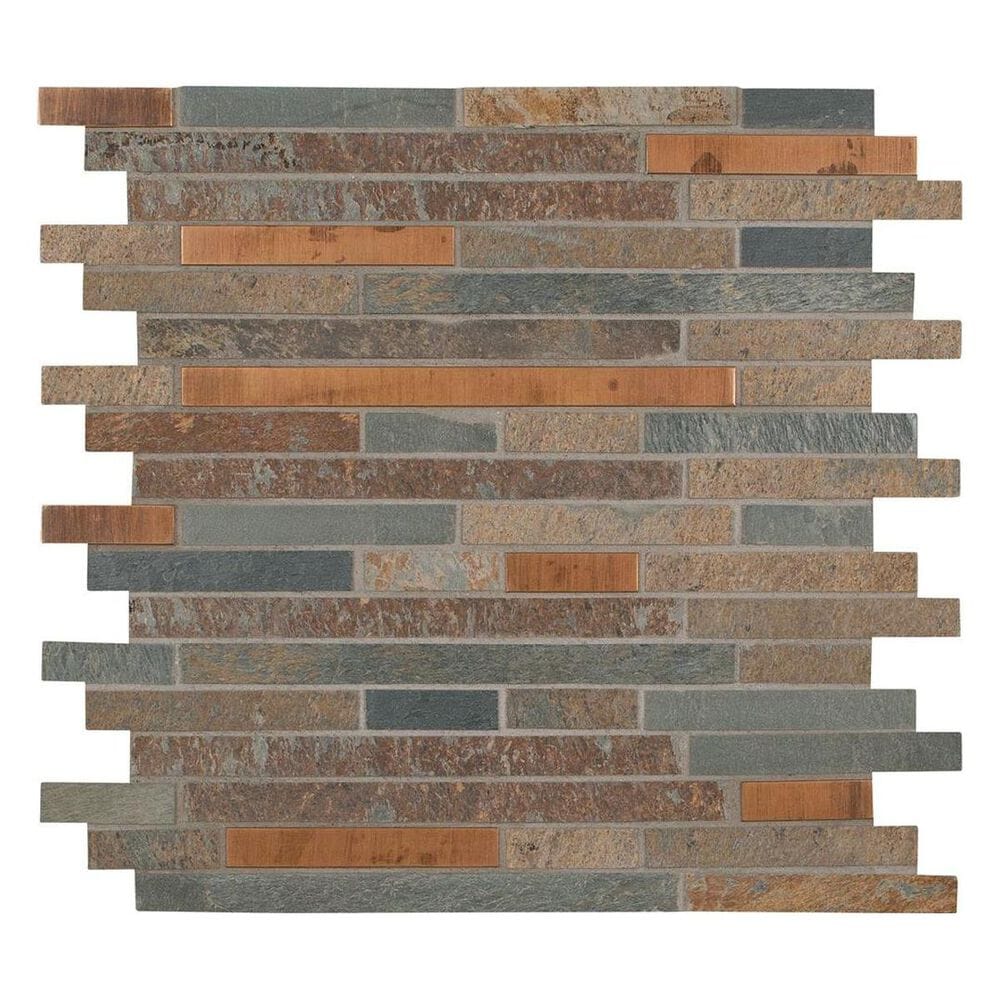 MS International Rustic Creek 12" x 12" Glass Stone Metal Mosaic Sheet, , large