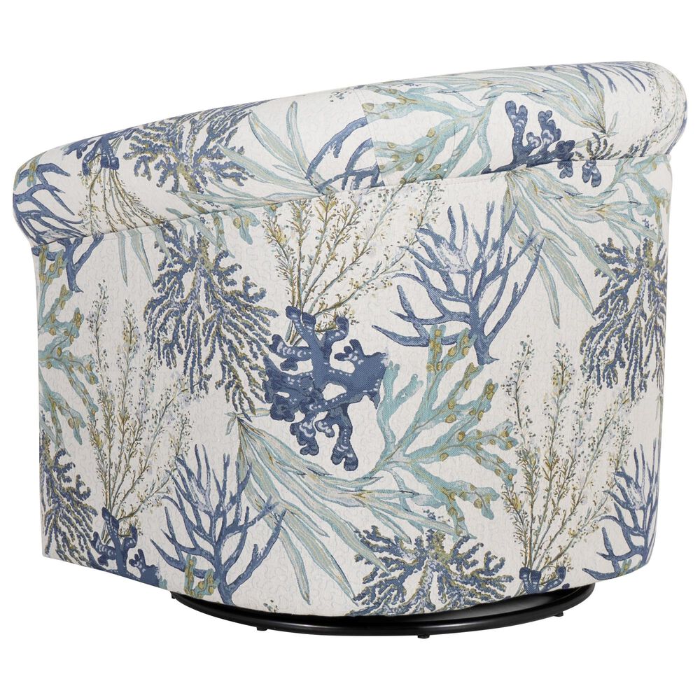 Linon Home Decor Bonnie Swivel Club Chair in Ocean Blue and White, , large