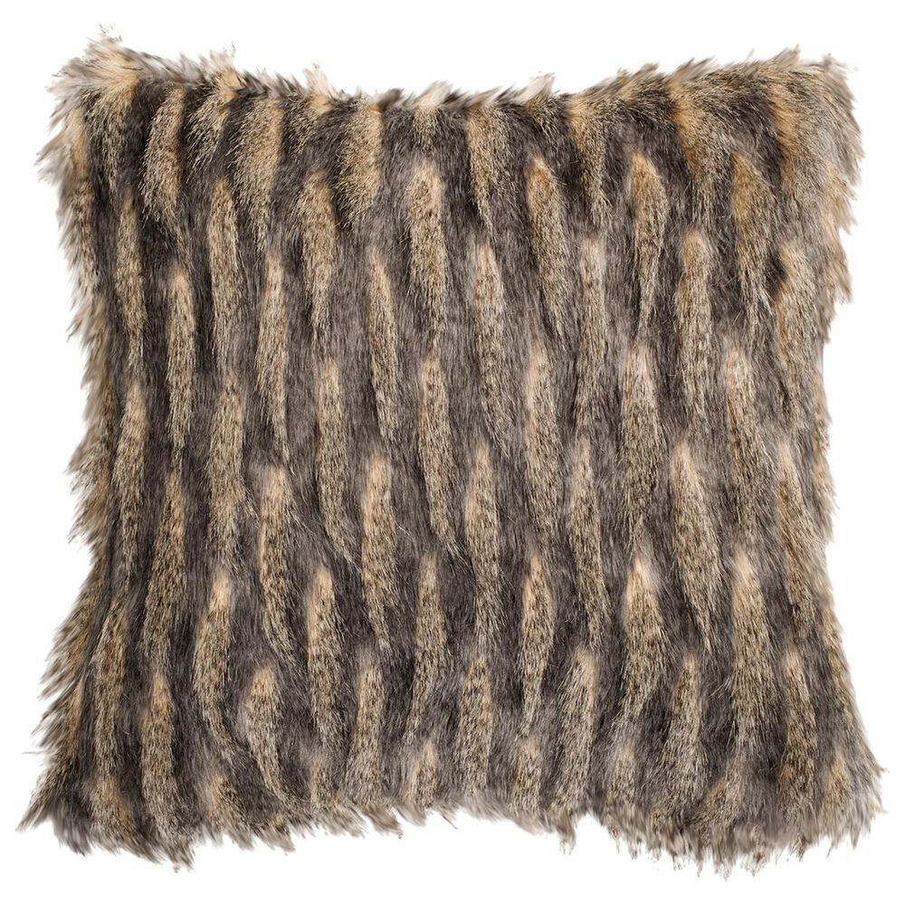 Safavieh Faux Pheasant Pillow in Taupe/Charcoal, , large
