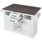 HOMLUX 54.9" Kitchen Island with Drop Leaf in White and Brown, , large