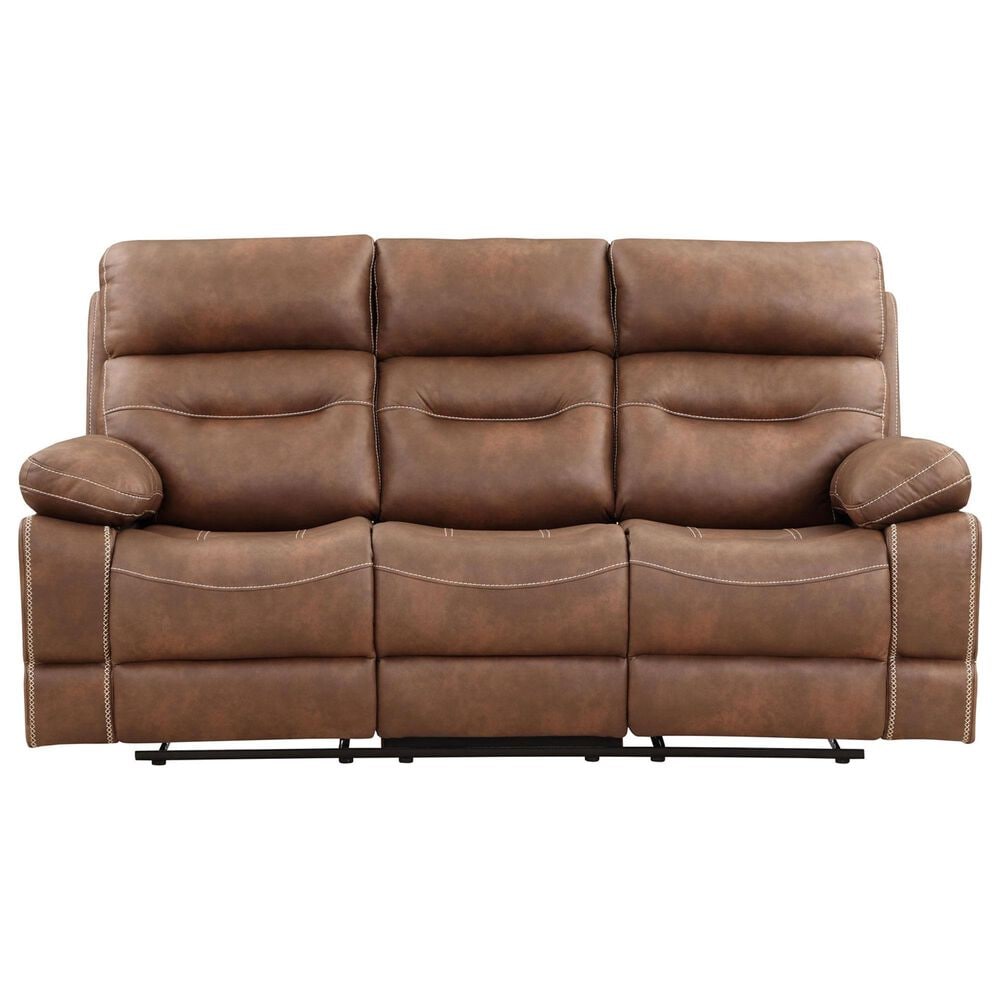 Steve Silver Rudger Manual Reclining Sofa in Chestnut Brown, , large