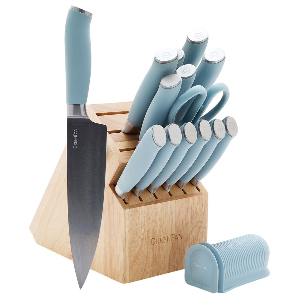 Green Pan Titanium Ultimate 16-Piece Knife Block Set in Stainless Steel, , large