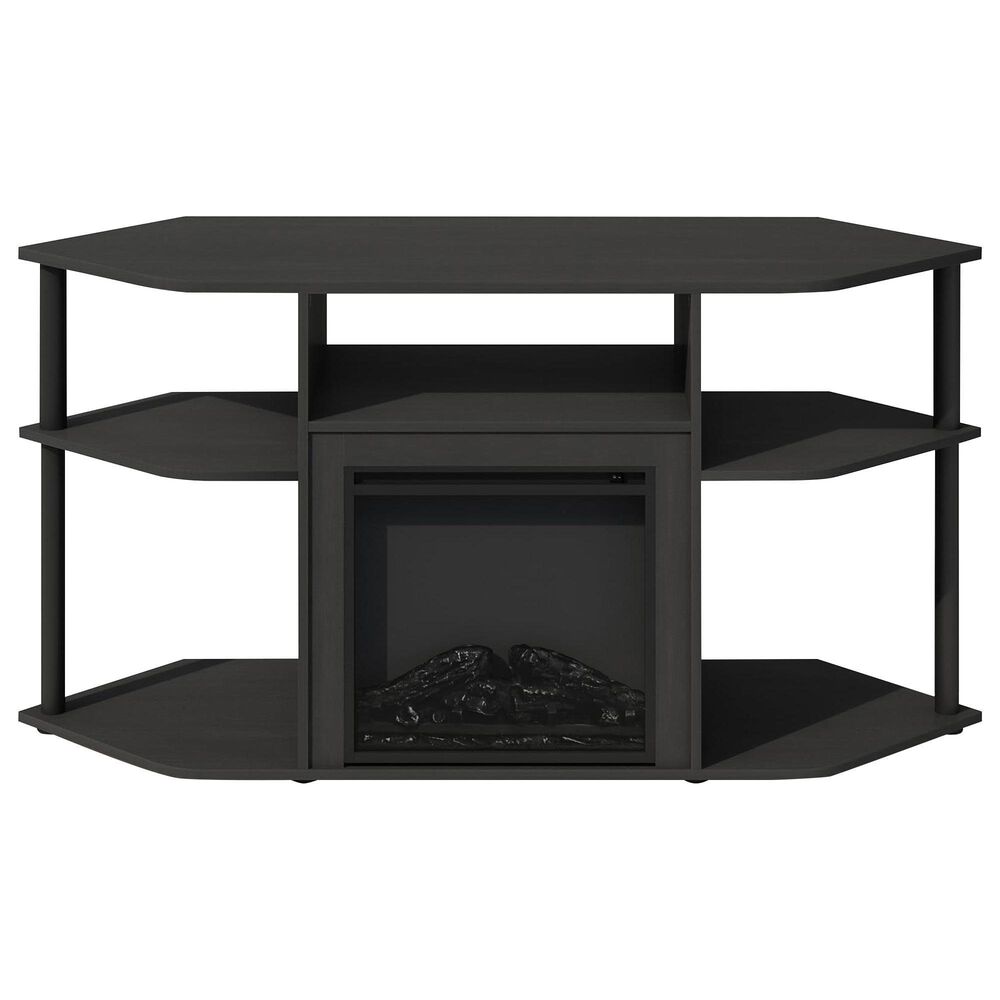 HOMLUX 47" Corner TV Stand with No Heat Electric Fireplace in Americano and Black, , large