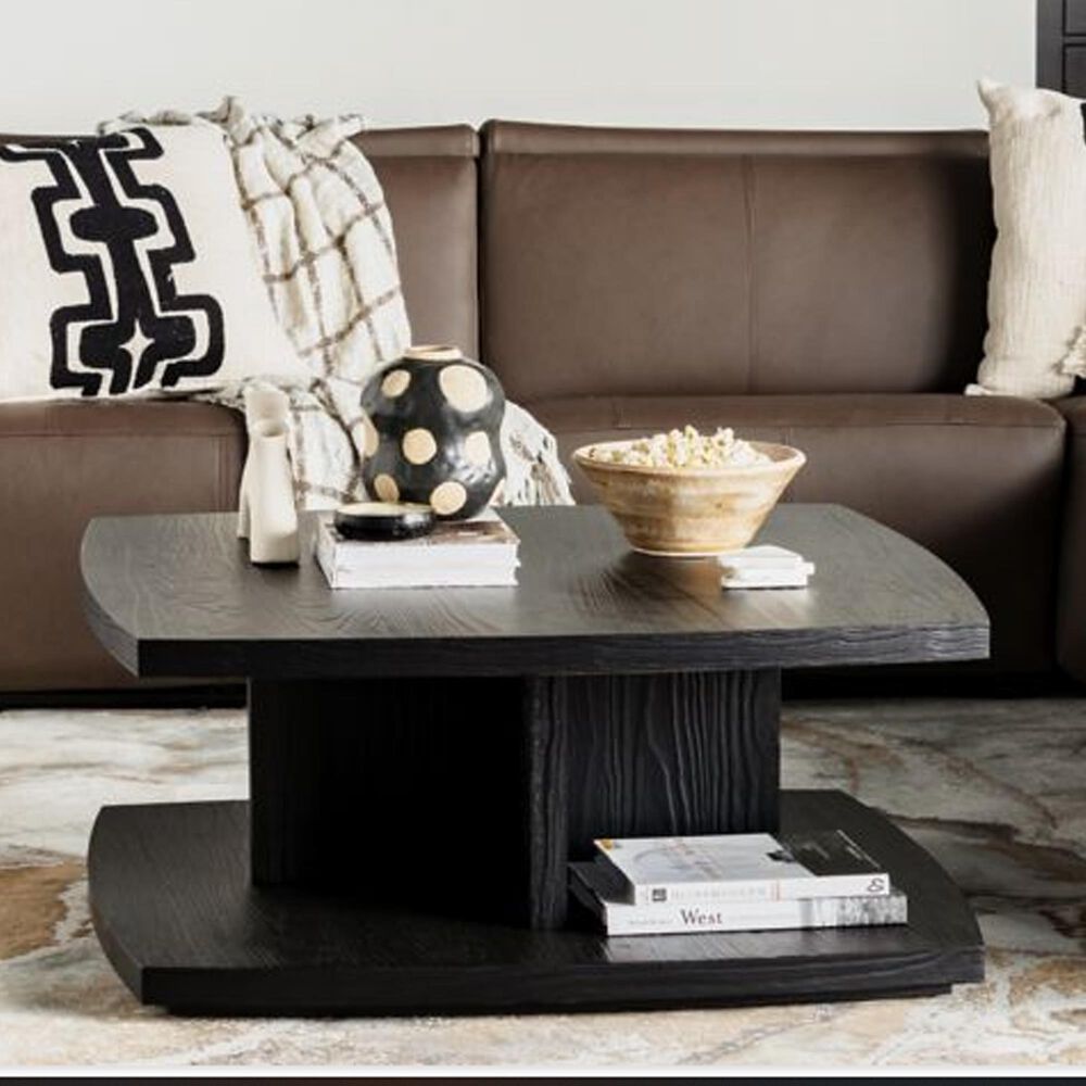 Hooker Furniture Linville Falls Shou Sugi Ban Square Cocktail Table in Charred Black, , large