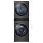 LG Single Unit Front Load LG WashTower with Center Control 4.5 Cu. Ft. Washer and 7.4 Cu. Ft. Gas Dryer in Black Stainless Steel, , large