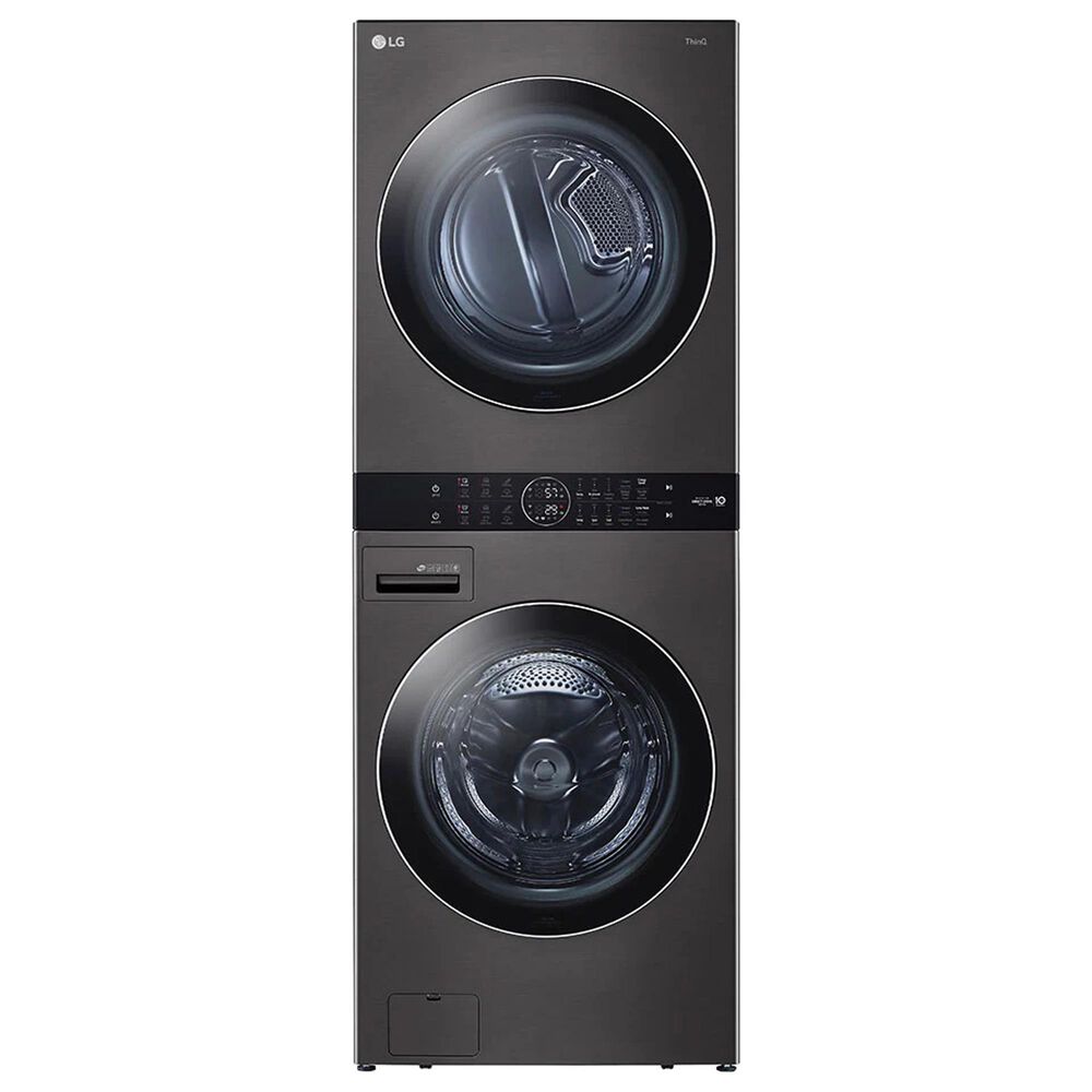 LG Single Unit Front Load LG WashTower with Center Control 4.5 Cu. Ft. Washer and 7.4 Cu. Ft. Gas Dryer in Black Stainless Steel, , large