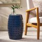 Hearth and Haven Lilac Outdoor Metal Side Table with Cylindrical Design in Dark Blue, , large