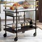 Furniture of America Stapleton Bar Serving Cart in Black, Gold, White and Walnut, , large