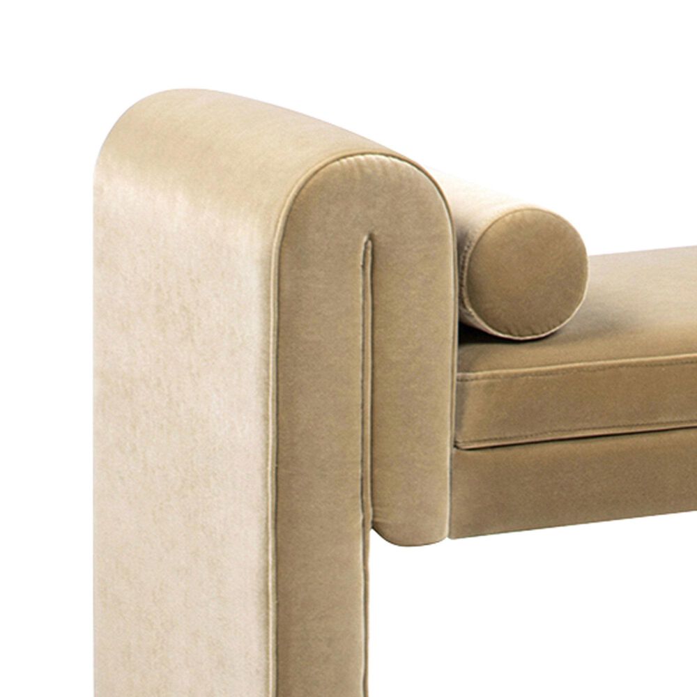 Jennifer Taylor Home Mason Arched Arm Bench with Bolster Pillows in Camel Brown Beige, , large