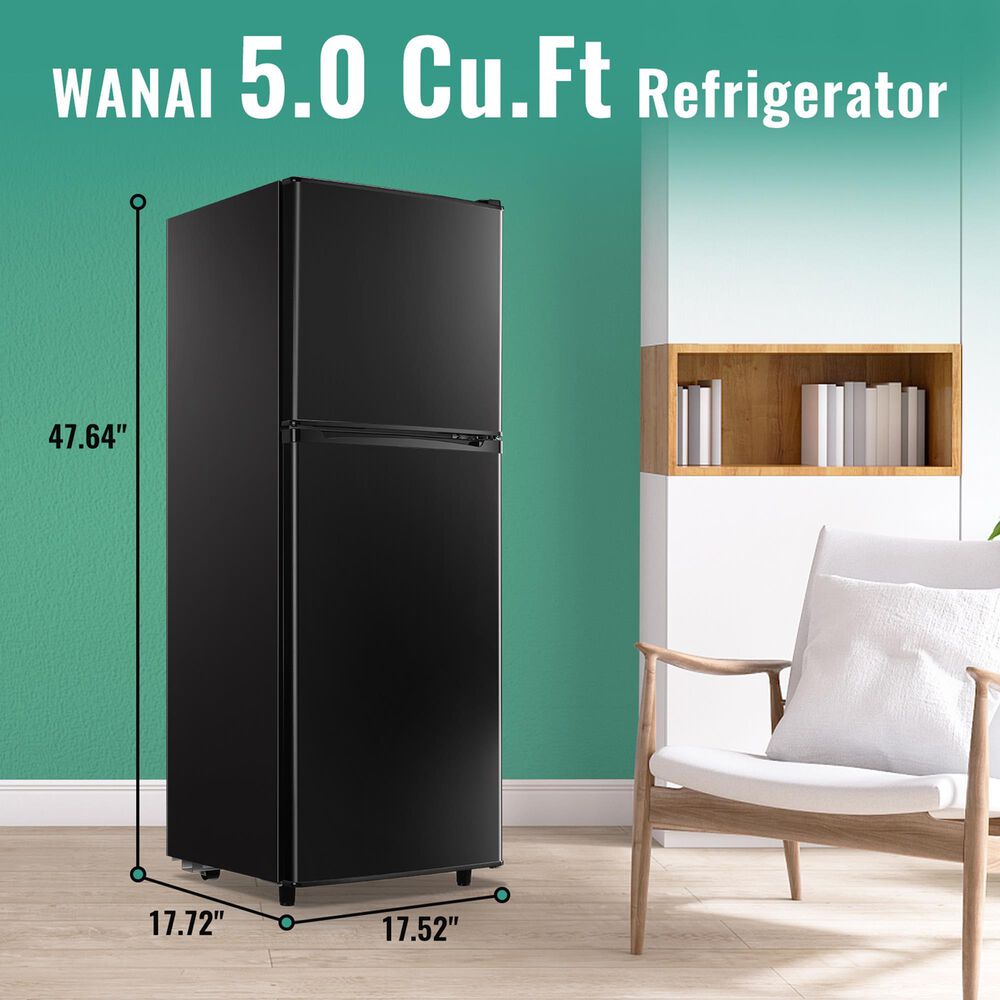 HOMLUX 5 Cu. Ft. Mini Upright Refrigerator with 1.8 Cu. Ft. Top Freezer in Black, , large